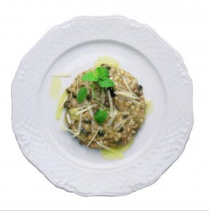 1698-Risotto con ragù di melanzane, capperi e pecorino