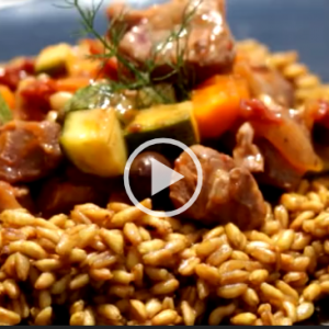 Farro con agnello e curry