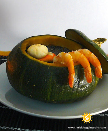 foto ricetta Riso Nero con Zucca, Gamberi e Capesante 
