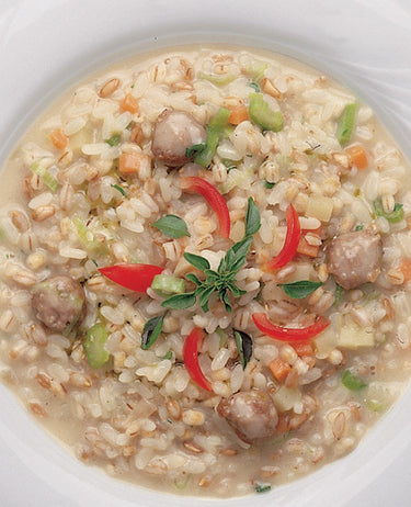 foto ricetta Minestra di riso, cereali e salsiccia 