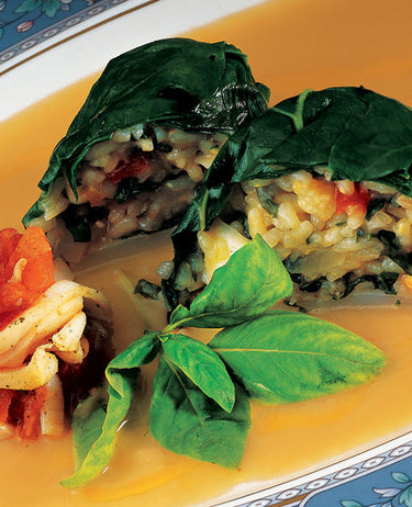 foto ricetta Timballo di riso con seppie e bietole in crema di ceci 