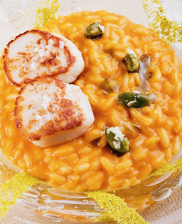 foto ricetta Riso con capesante, peperoni rossi e pistacchi di Bronte 