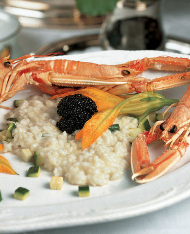 foto ricetta Risotto con scampi, fiori di zucca e caviale del Caspio 