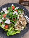 SPRING SALAD WITH ZAATAR TOASTED 3 GRAINS AND TAHINI 