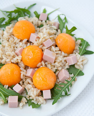 RISO GALLO BLOND INTEGRALE CON MELONE E PROSCIUTTO 