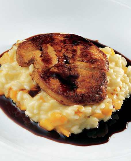 Riso alla zucca con zenzero e fegato al balsamico