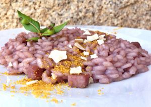 Risotto al mirto prosciutto crudo bottarga e pane carasau 4