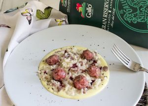 Risotto alla salsiccia di Bra su crema di toma di Murazzano DOP e riduzione di Barbera 6