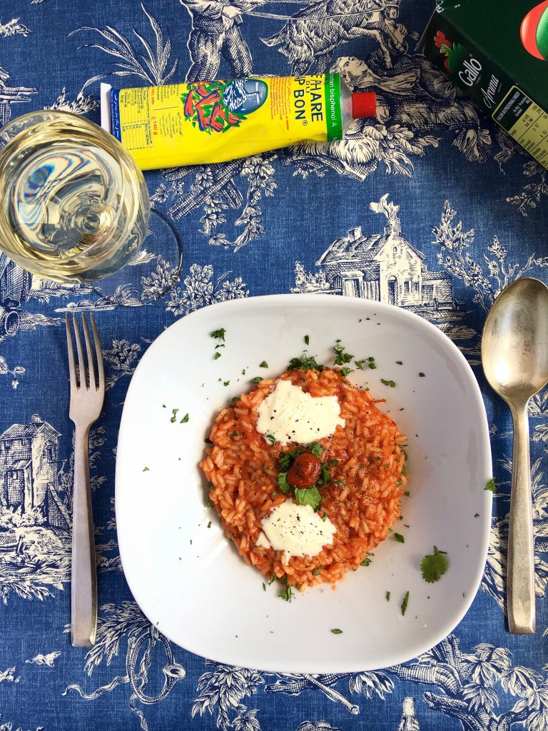 Riso Aroma con salsa di pomodor, harissa e 'nduja calabrese
