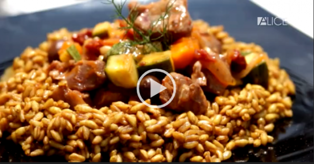 Farro con agnello e curry