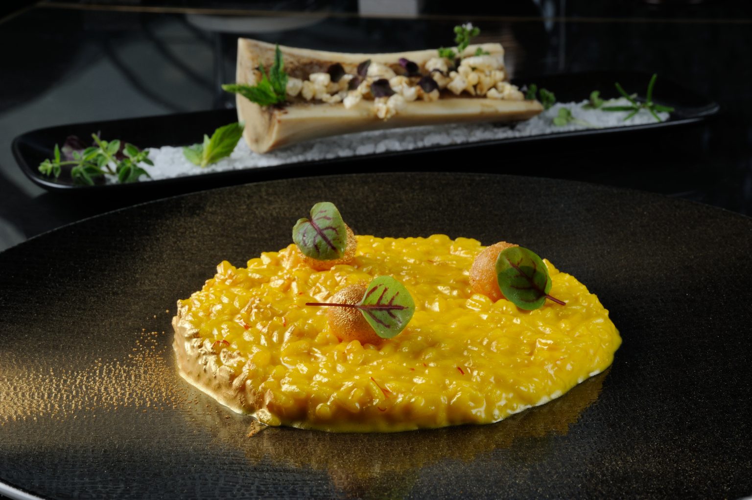 Risotto alla Milanese con foglia d'oro Riso Gallo